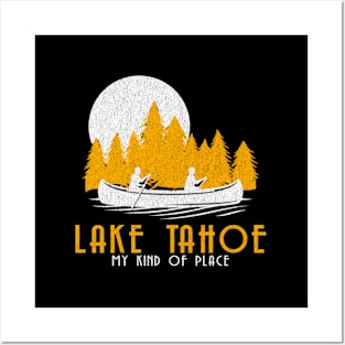 Lake Tahoe Style Canoe Camping Vacation Posters and Art